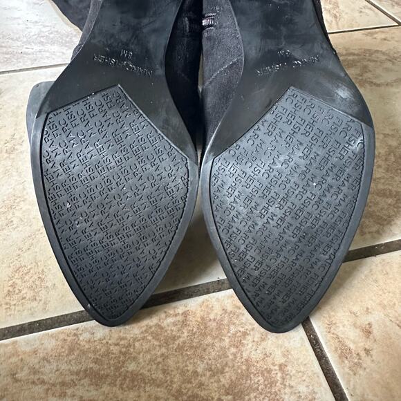 Marc Fisher Over the Knee Block Heeled Black Suede Stretch Boots Size 8 - Picture 7 of 12